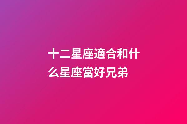 十二星座適合和什么星座當好兄弟-第1張-星座運勢-玄機派