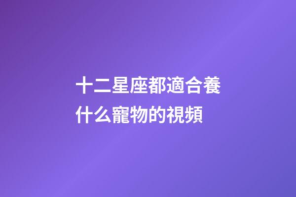 十二星座都適合養什么寵物的視頻-第1張-星座運勢-玄機派