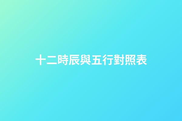 十二時辰與五行對照表