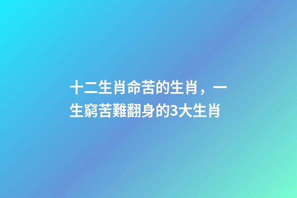 十二生肖命苦的生肖，一生窮苦難翻身的3大生肖-第1張-觀點-玄機派