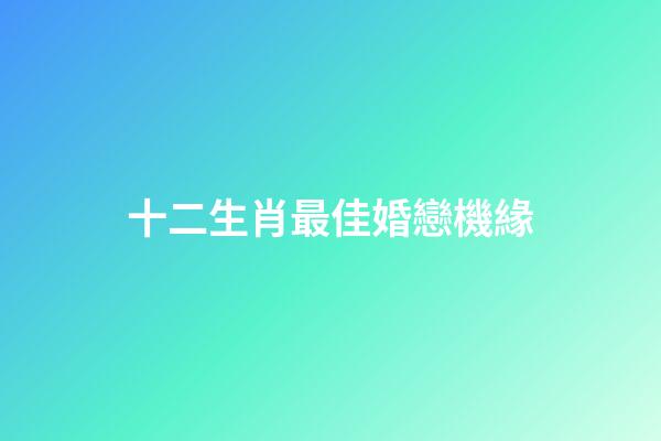 十二生肖最佳婚戀機緣