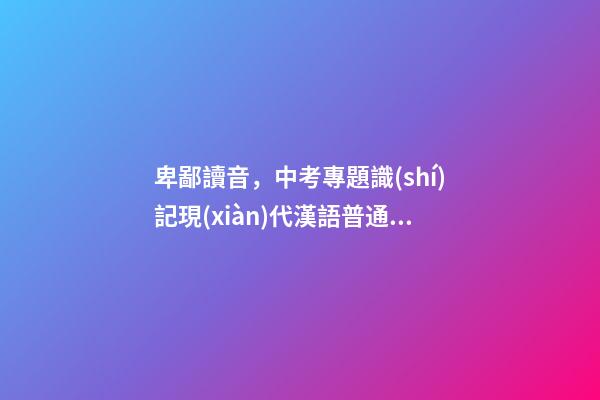卑鄙讀音，中考專題識(shí)記現(xiàn)代漢語普通話常用字的字音-第1張-觀點(diǎn)-玄機(jī)派