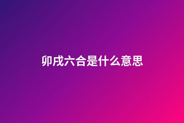 卯戌六合是什么意思