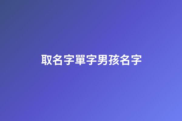 取名字單字男孩名字(起名字男孩單字)-第1張-男孩起名-玄機(jī)派