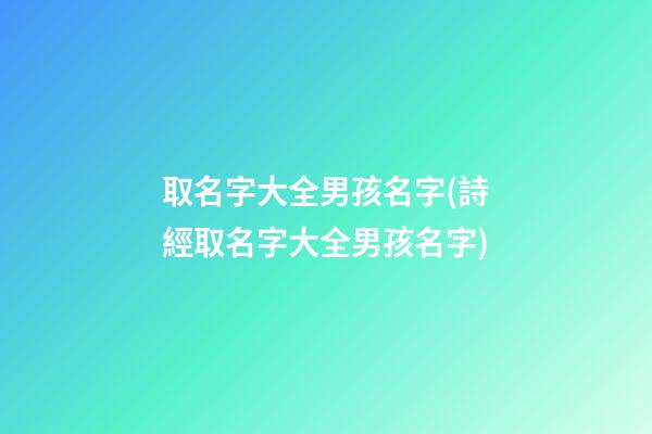 取名字大全男孩名字(詩經取名字大全男孩名字)