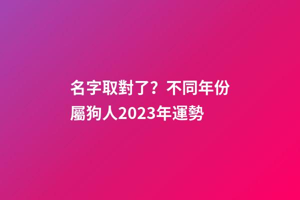 名字取對了？不同年份屬狗人2023年運勢