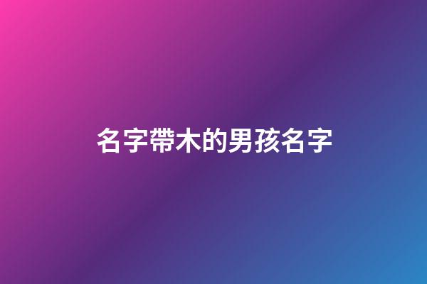 名字帶木的男孩名字(帶木的名字男孩洋氣點)-第1張-男孩起名-玄機派