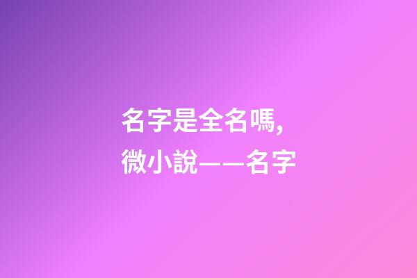 名字是全名嗎,微小說——名字-第1張-觀點-玄機派