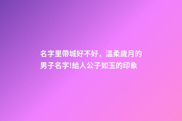 名字里帶城好不好，溫柔歲月的男子名字!給人公子如玉的印象-第1張-觀點(diǎn)-玄機(jī)派