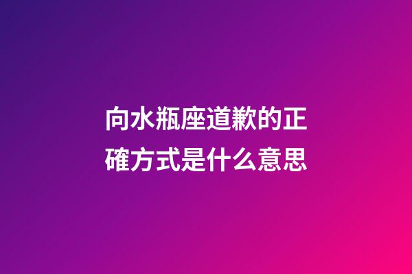 向水瓶座道歉的正確方式是什么意思-第1張-星座運勢-玄機派
