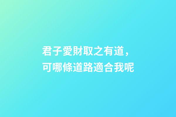 君子愛財取之有道，可哪條道路適合我呢?