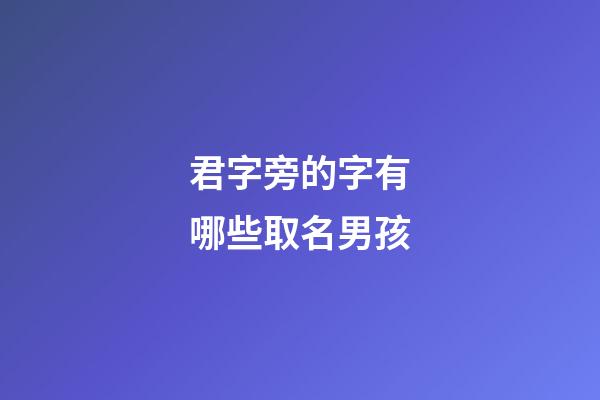 君字旁的字有哪些取名男孩(君字旁的字有什么)-第1張-男孩起名-玄機派