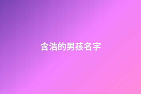 含浩的男孩名字(含浩的男孩名字有哪些)-第1張-男孩起名-玄機派