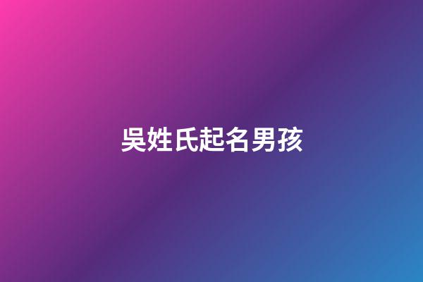 吳姓氏起名男孩(吳姓氏起名男孩有藝術(shù)前程似錦的名字)