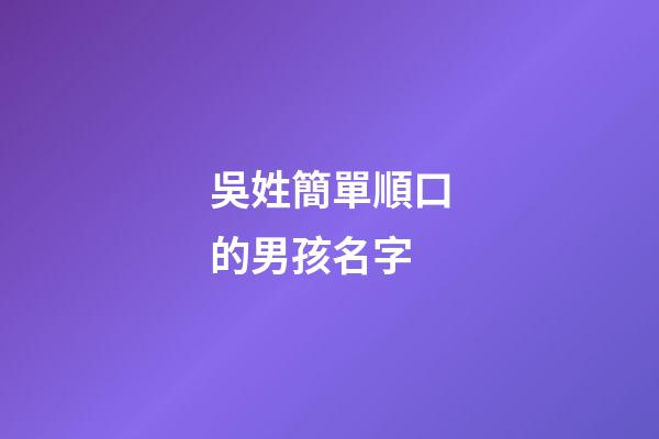 吳姓簡單順口的男孩名字(吳姓好聽的男孩名字大全)-第1張-男孩起名-玄機派