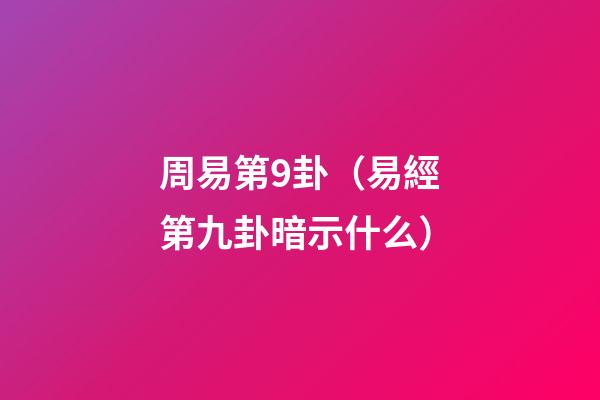 周易第9卦（易經第九卦暗示什么）-第1張-觀點-玄機派