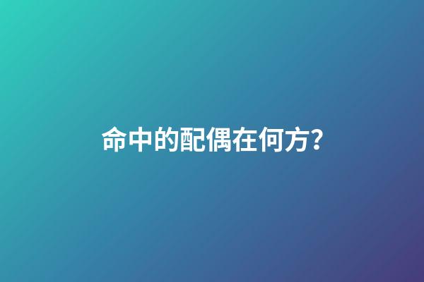 命中的配偶在何方？