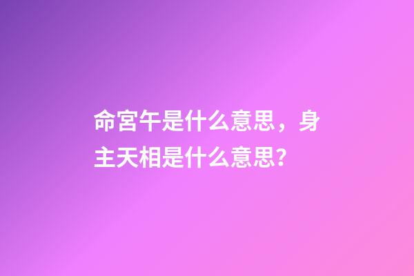 命宮午是什么意思，身主天相是什么意思？-第1張-觀點-玄機派