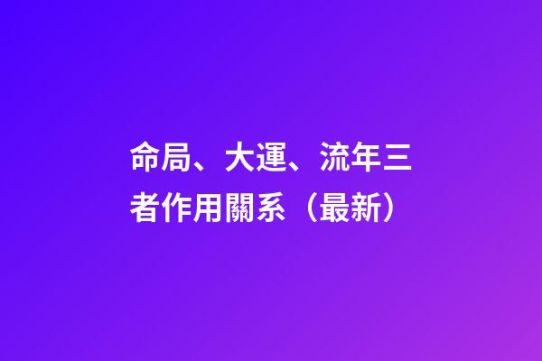 命局、大運、流年三者作用關系（最新）