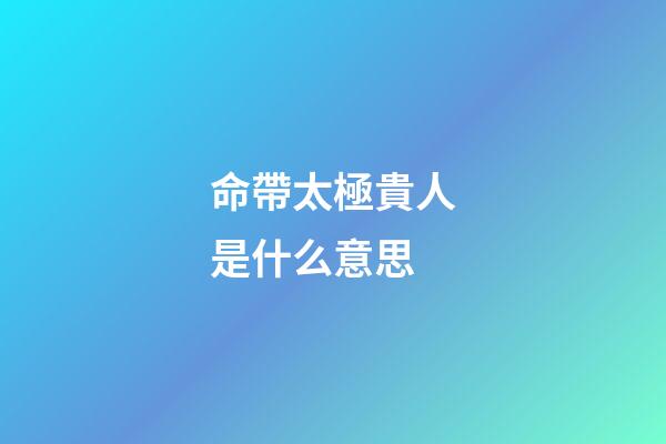 命帶太極貴人是什么意思