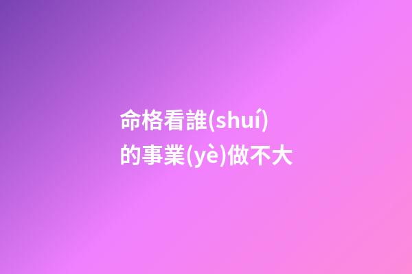 命格看誰(shuí)的事業(yè)做不大