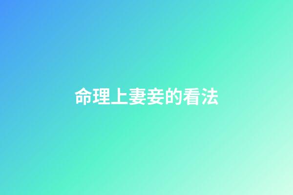 命理上妻妾的看法