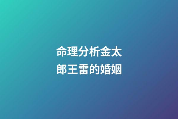 命理分析金太郎王雷的婚姻