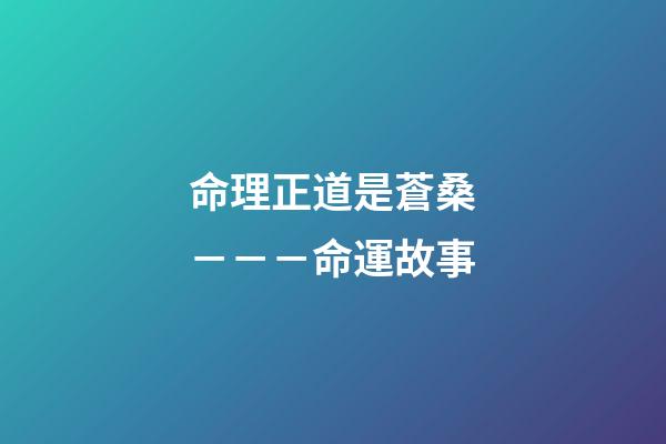 命理正道是蒼桑－－－命運故事