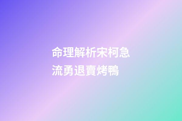 命理解析宋柯急流勇退賣烤鴨
