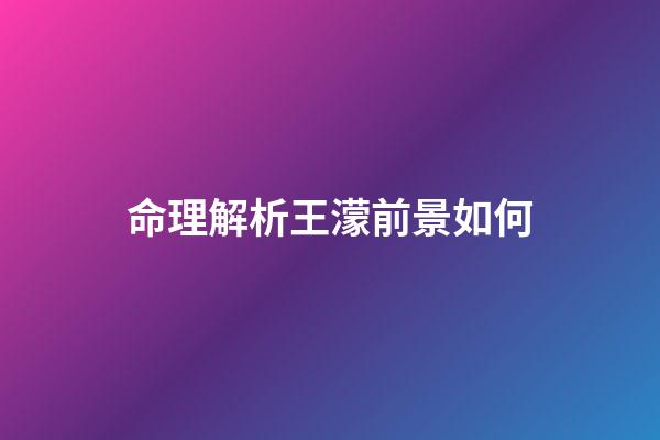 命理解析王濛前景如何