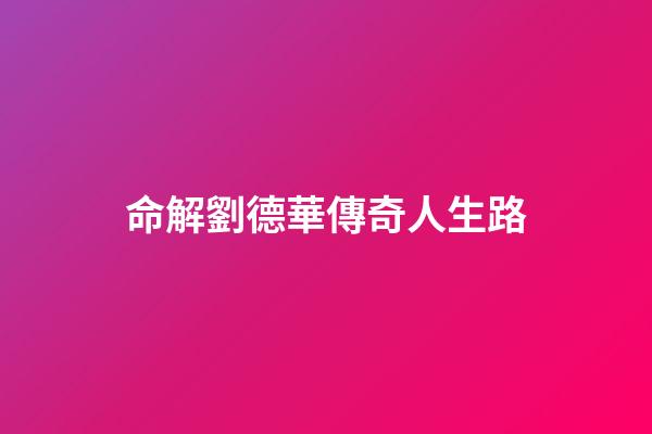 命解劉德華傳奇人生路