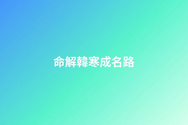 命解韓寒成名路