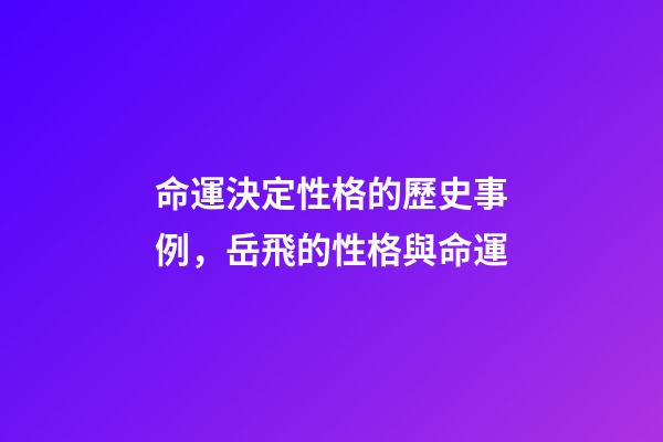 命運決定性格的歷史事例，岳飛的性格與命運(談談他的“不合群”)-第1張-觀點-玄機派
