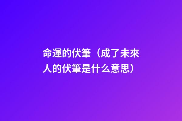 命運的伏筆（成了未來人的伏筆是什么意思）-第1張-觀點-玄機派