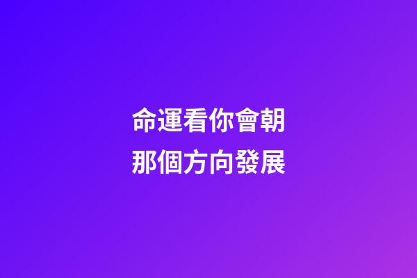 命運看你會朝那個方向發展