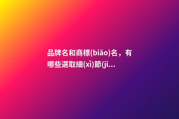 品牌名和商標(biāo)名，有哪些選取細(xì)節(jié)？
