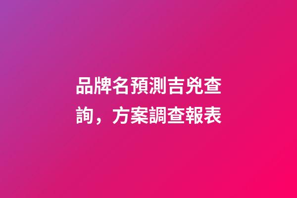 品牌名預測吉兇查詢，方案調查報表-第1張-商標起名-玄機派