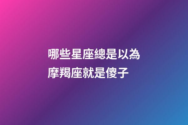 哪些星座總是以為摩羯座就是傻子-第1張-星座運勢-玄機派