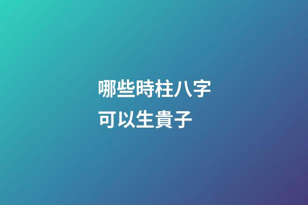 哪些時柱八字可以生貴子