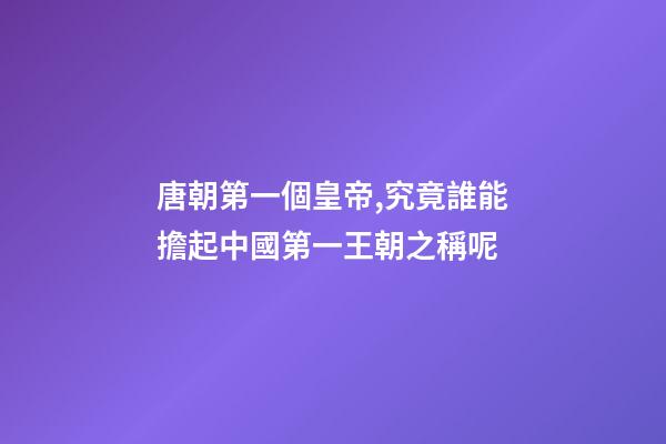 唐朝第一個皇帝,究竟誰能擔起中國第一王朝之稱呢-第1張-觀點-玄機派