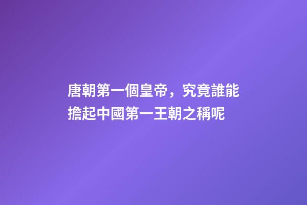 唐朝第一個皇帝，究竟誰能擔起中國第一王朝之稱呢-第1張-觀點-玄機派
