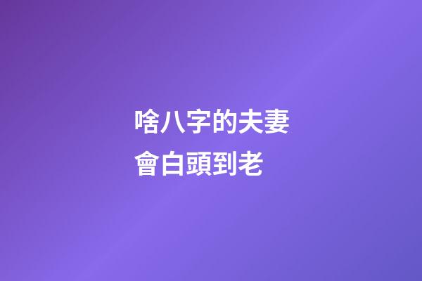 啥八字的夫妻會白頭到老