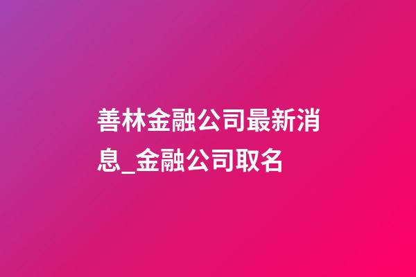 善林金融公司最新消息_金融公司取名-第1張-公司起名-玄機(jī)派