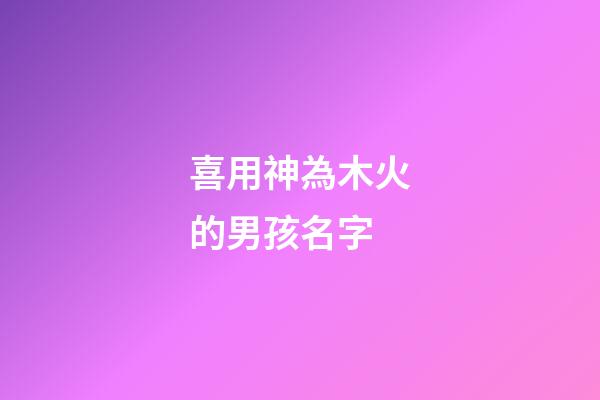 喜用神為木火的男孩名字(喜用神火和木的名字)-第1張-男孩起名-玄機派