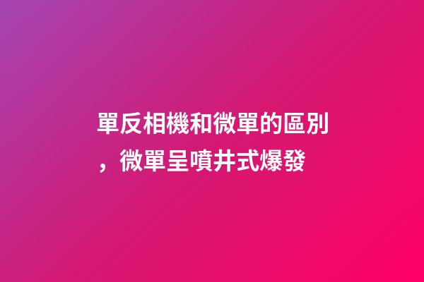單反相機和微單的區別，微單呈噴井式爆發-第1張-觀點-玄機派