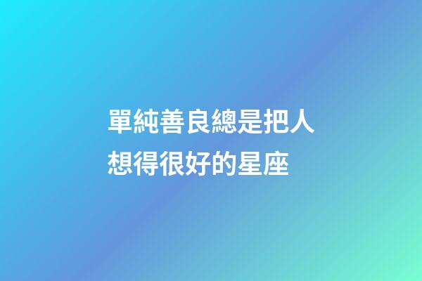 單純善良總是把人想得很好的星座-第1張-星座運勢-玄機派