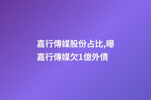 嘉行傳媒股份占比,曝嘉行傳媒欠1億外債-第1張-觀點-玄機派