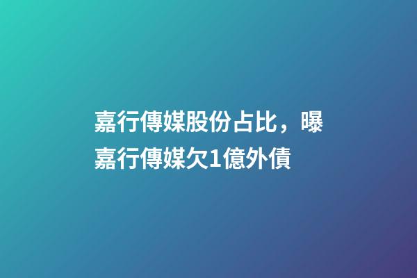 嘉行傳媒股份占比，曝嘉行傳媒欠1億外債-第1張-觀點-玄機派