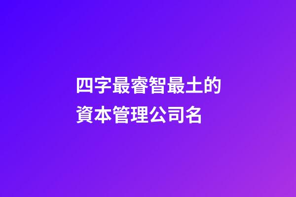 四字最睿智最土的資本管理公司名-第1張-公司起名-玄機派