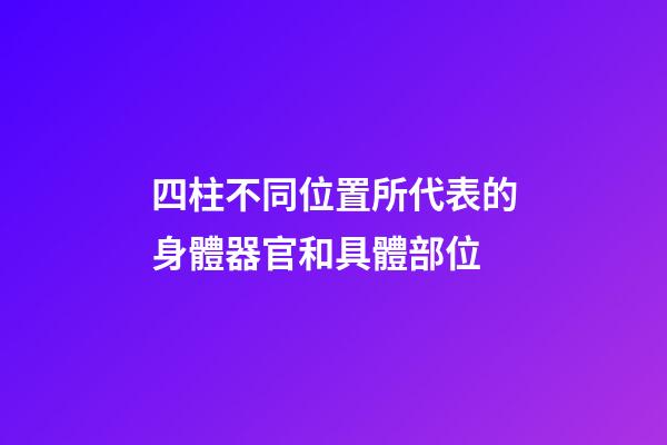 四柱不同位置所代表的身體器官和具體部位
